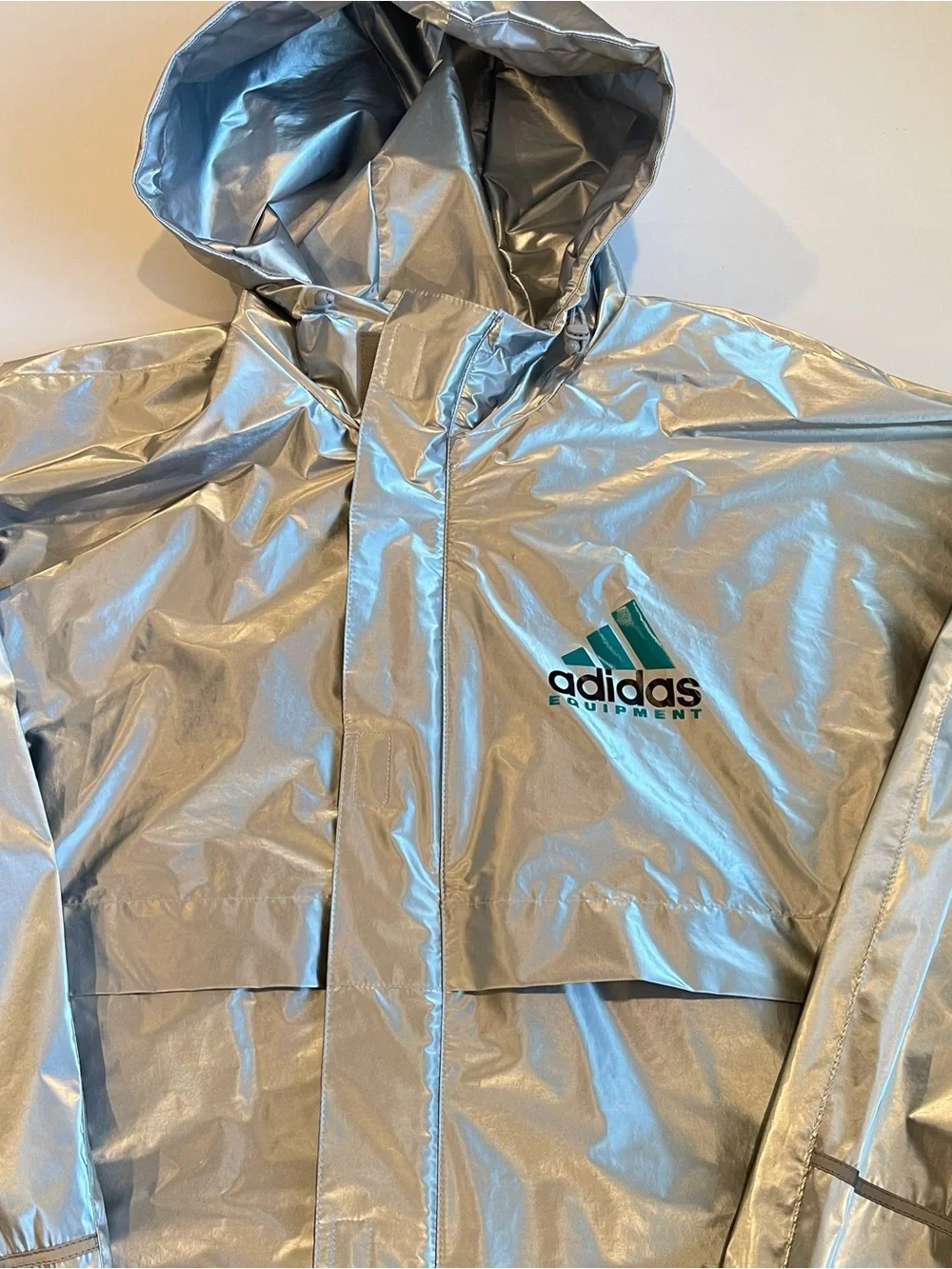 adidas EQT Metallic Windbreaker Mens Silver Jacket